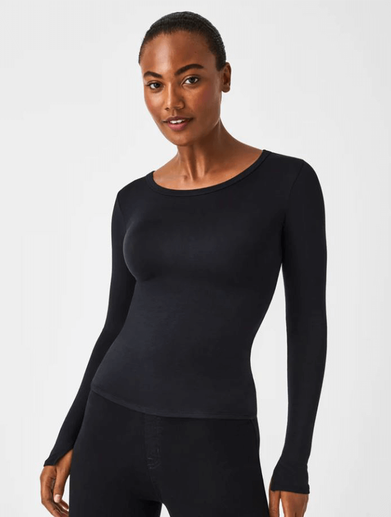 ASSETS by SPANX sz XL Black Smoothing Long Sleeve Bodysuit Style 10313R NWT  - Flying Ketchup