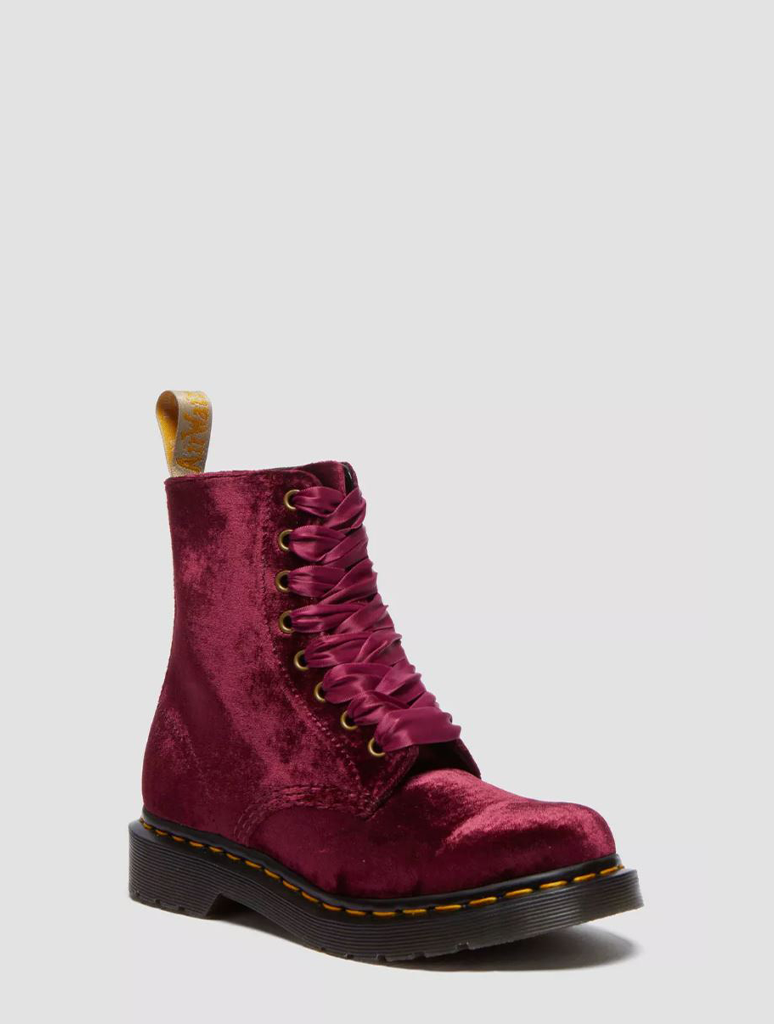 Dr. Martens Vegan 1460 Velvet Boots 7 Cherry Red