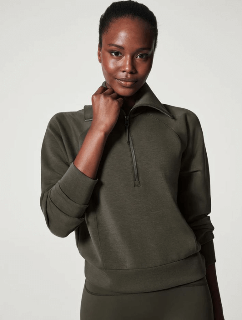 Spanx AirEssentials Half Zip Sweatshirt in Dark Palm – JAYNE Boutique