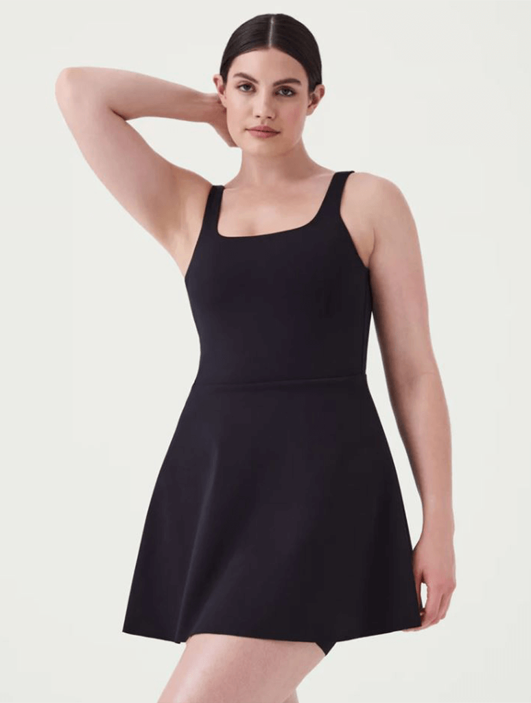 Spanx The Get Moving Square Neck Tank Dress, 30.5 in Very Black
