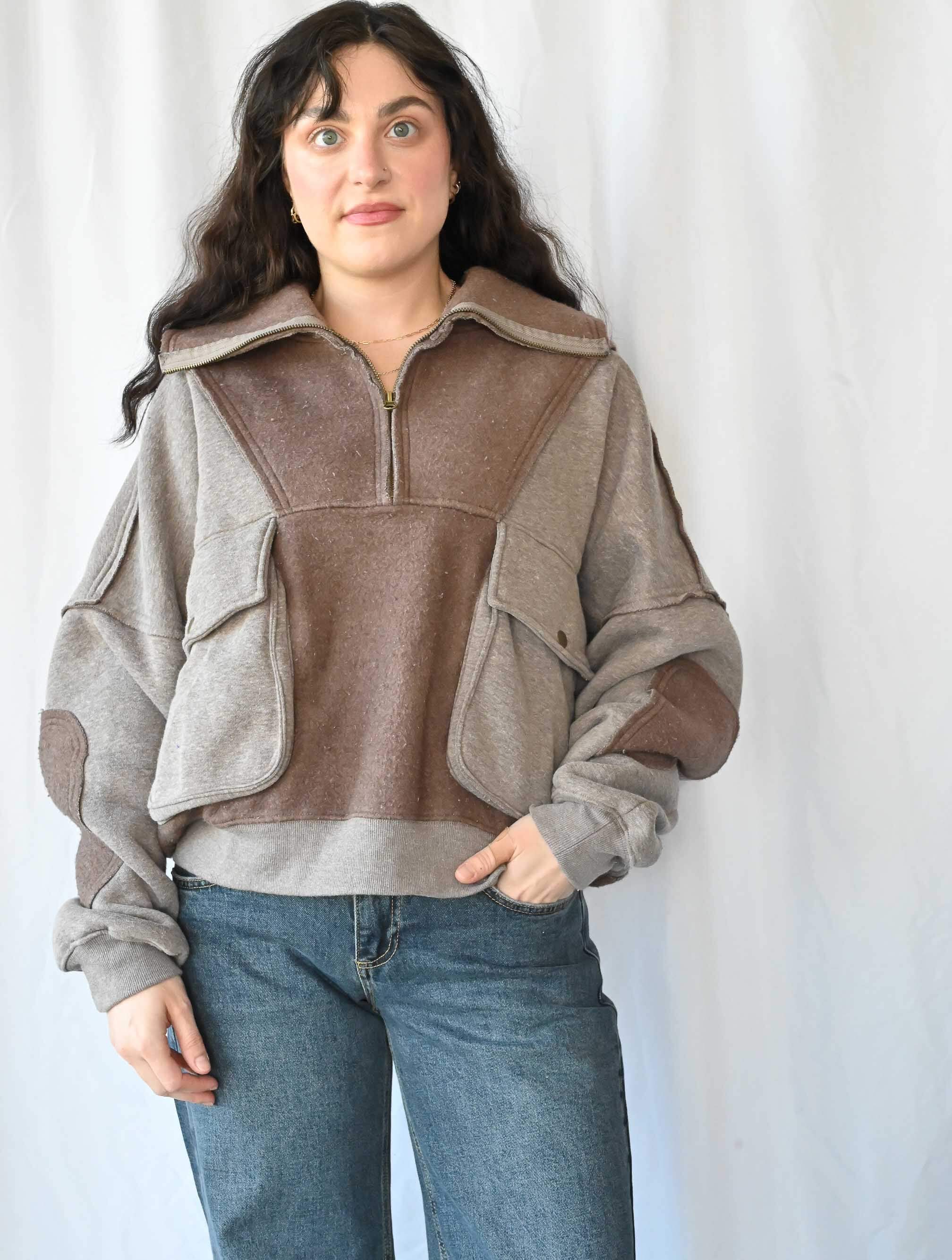 Mineral Washed Oversized Half-Zip Sweatshirt