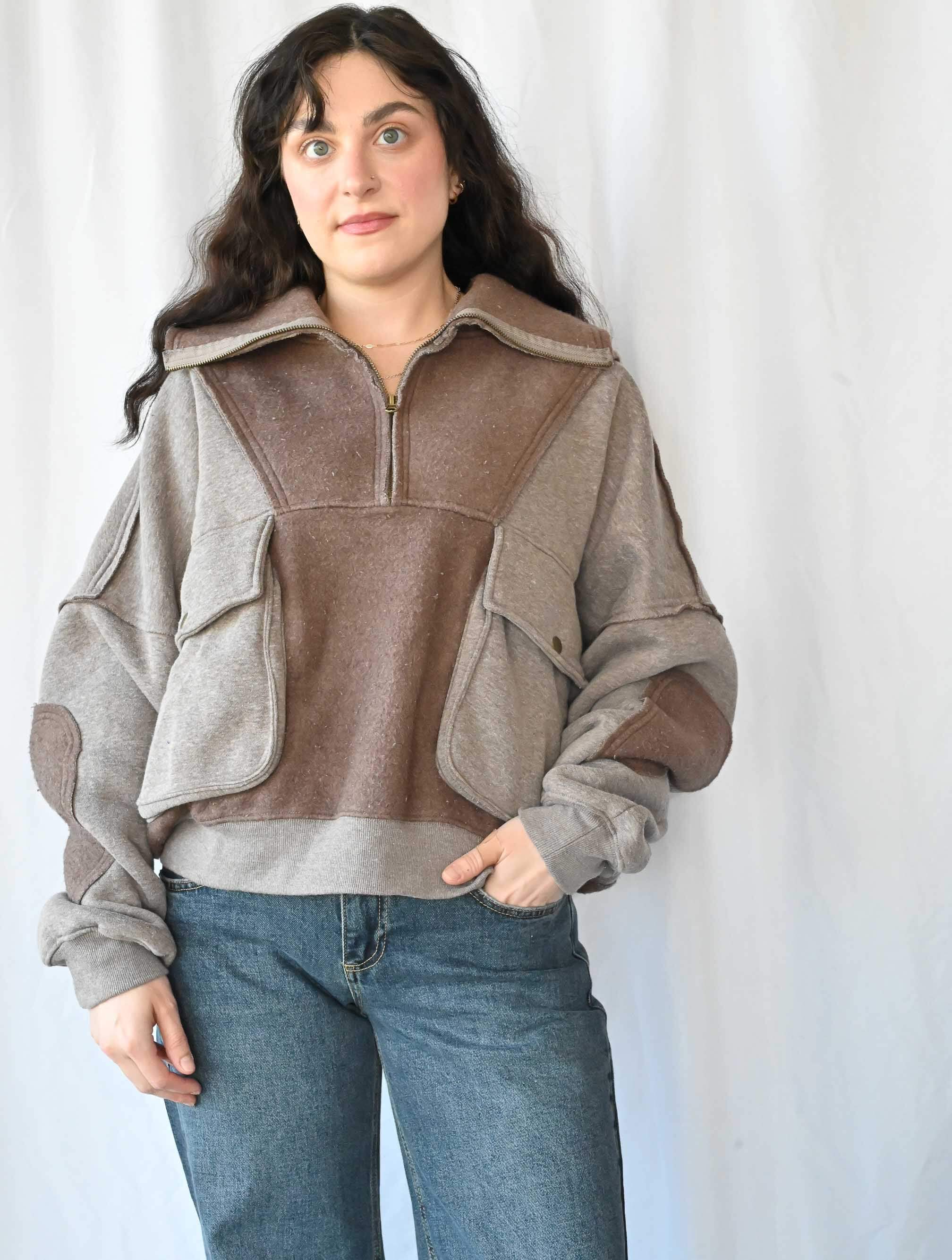 Mineral Washed Oversized Half-Zip Sweatshirt