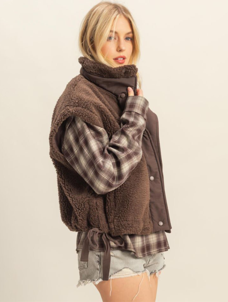 Cozy Sherpa Vest with Tie-Up Side Details