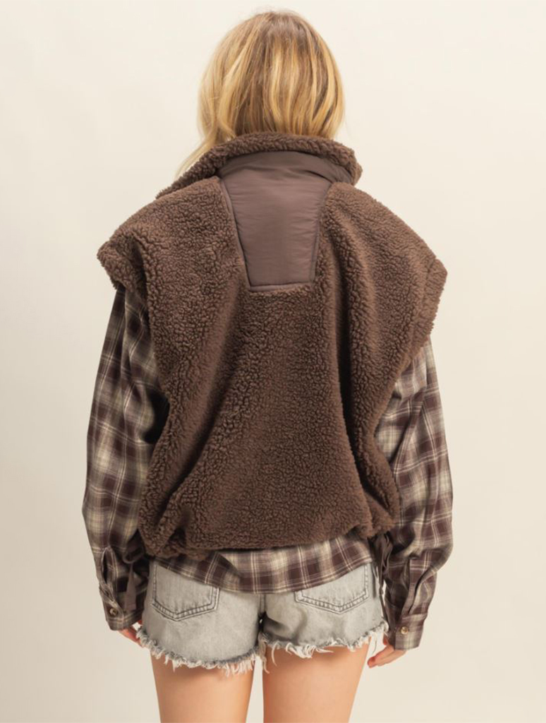 Cozy Sherpa Vest with Tie-Up Side Details