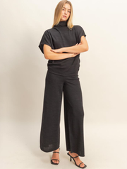 Mock Neck Top And Pants Set