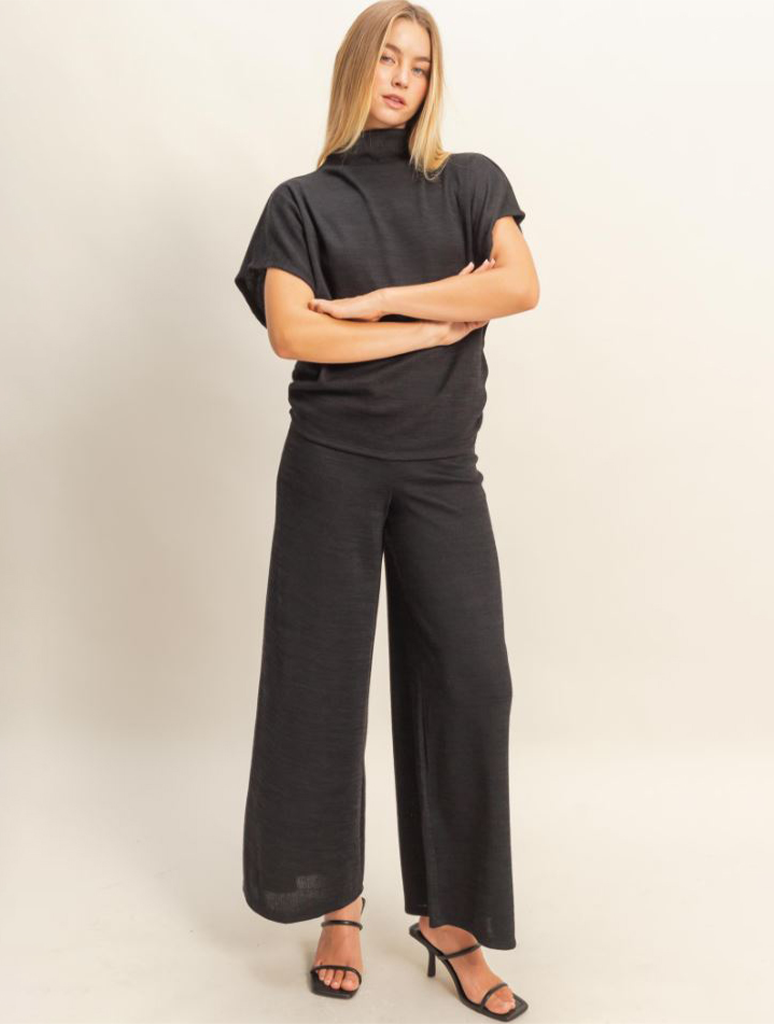 Mock Neck Top And Pants Set