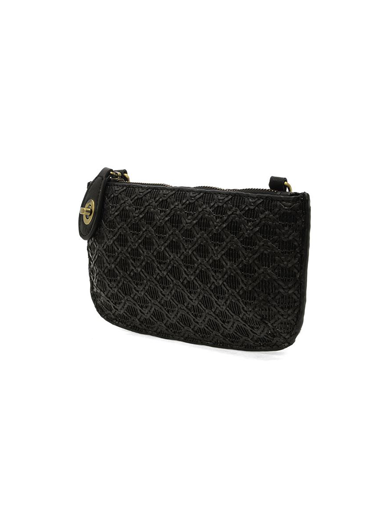 Lattice Woven Mini Crossbody Wristlet Clutch