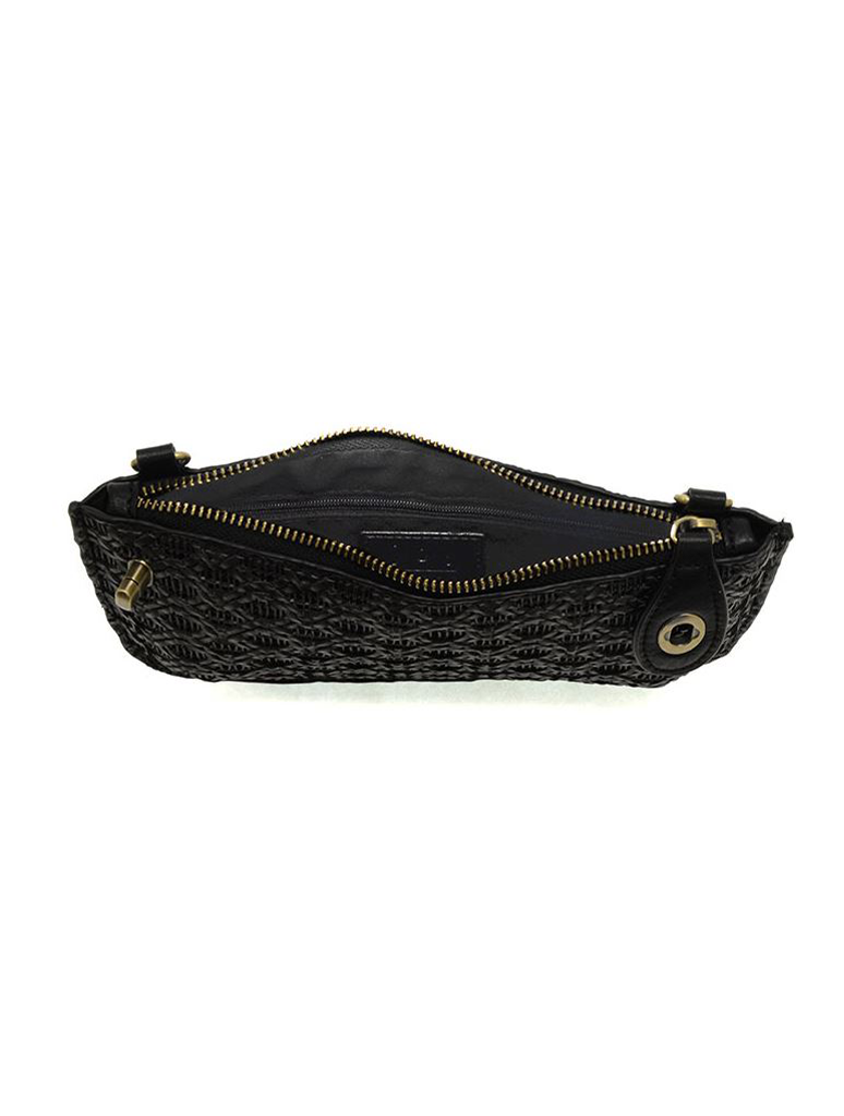 Lattice Woven Mini Crossbody Wristlet Clutch