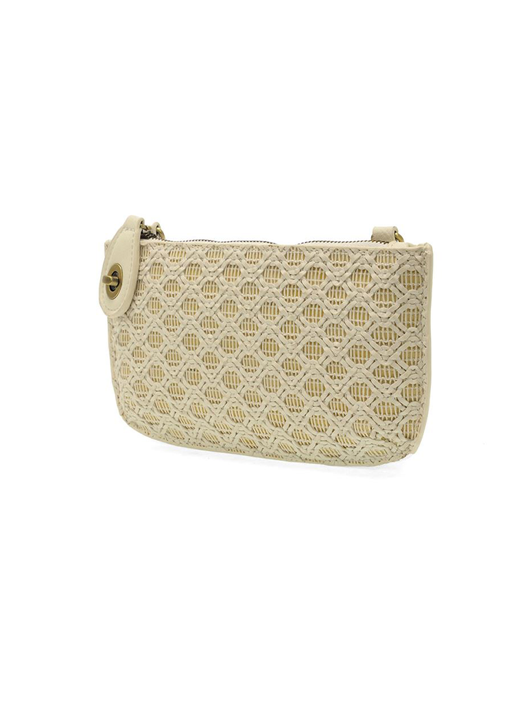 Lattice Woven Mini Crossbody Wristlet Clutch