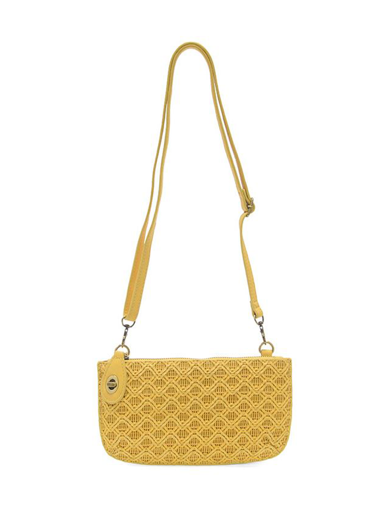 Lattice Woven Mini Crossbody Wristlet Clutch