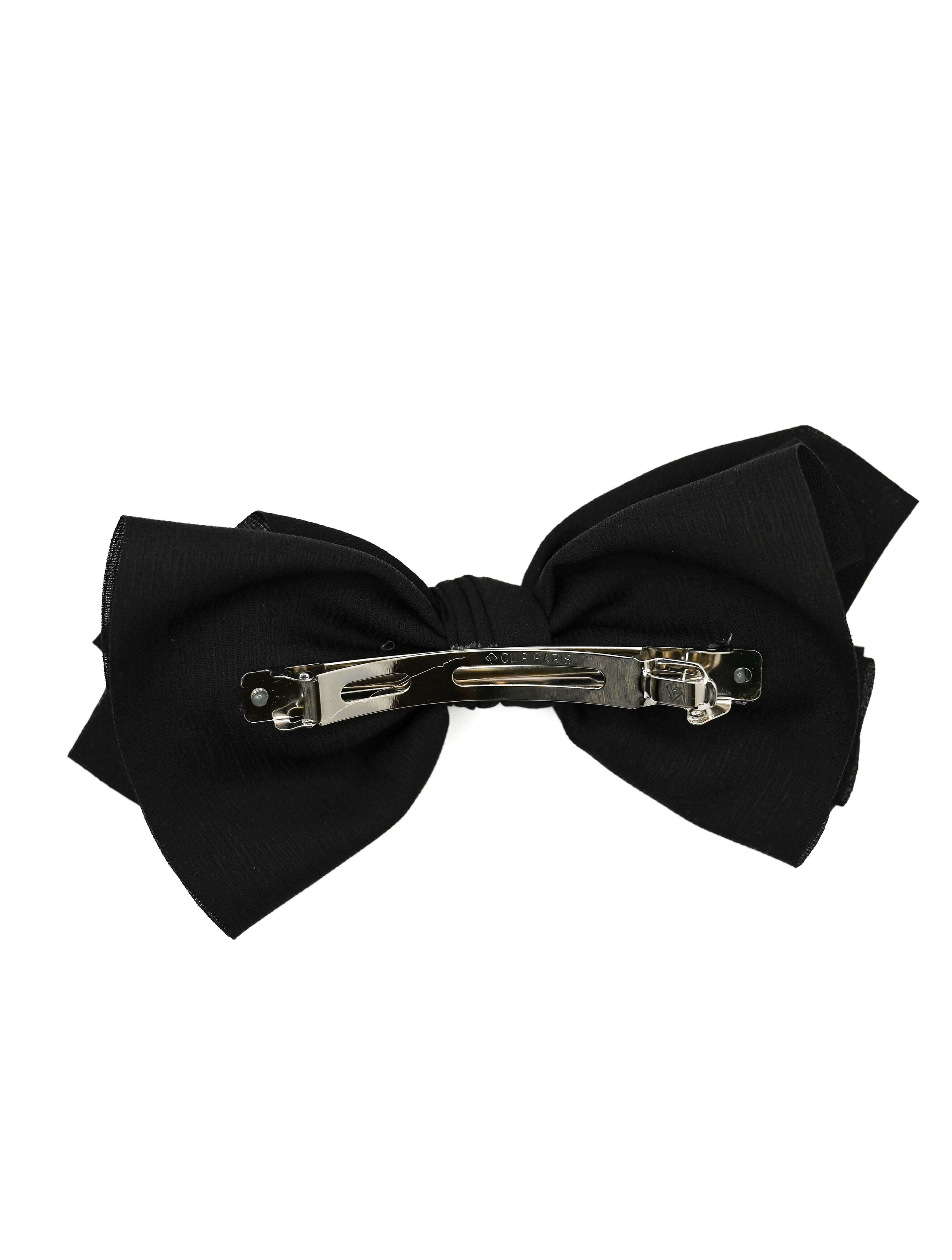 Multi Layered Knotted Bow Hair Clip in Black
