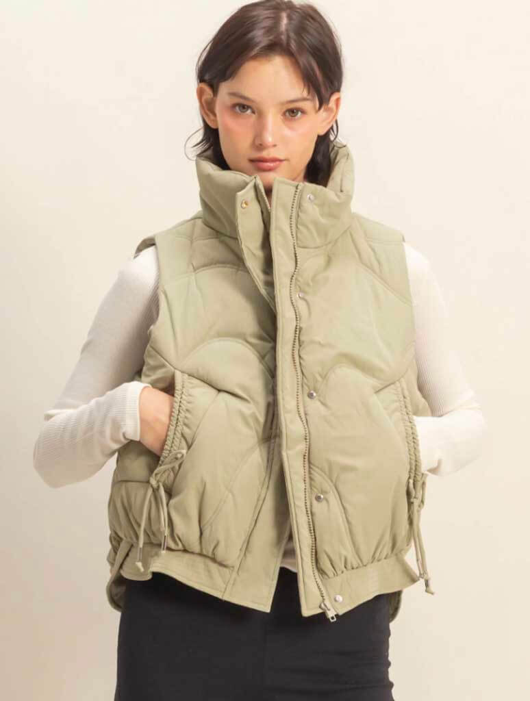 High Neck Quilted Puffer Vest