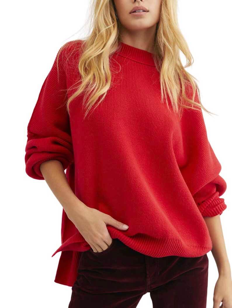 Free People Easy Street Tunic Sweater in Cherry – JAYNE Boutique