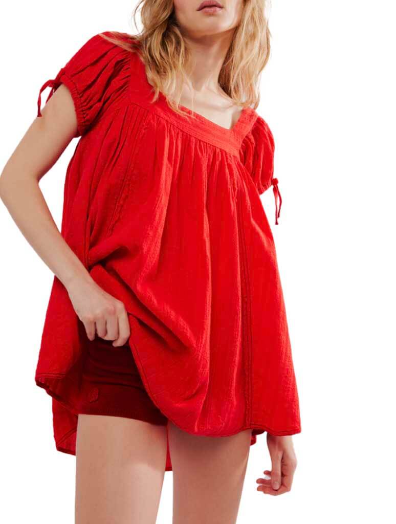 Free People Summer Camp Tunic in Fiery Red