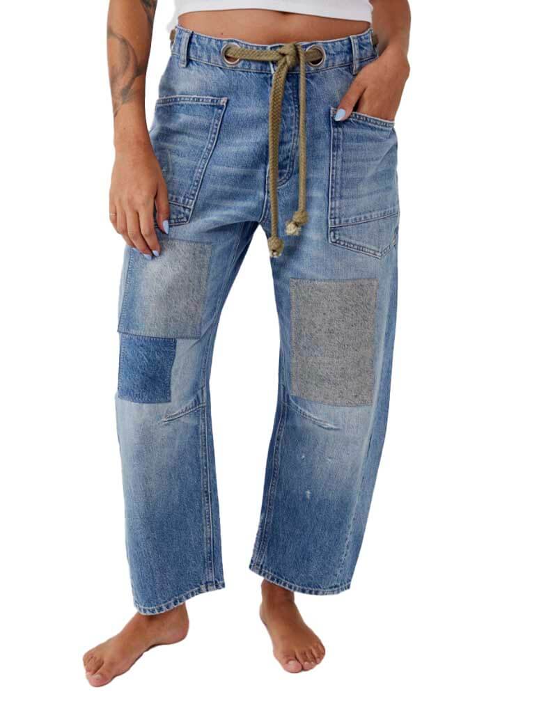 New hotsell Free People Barber Jocelyn Sketchy Culotte Jeans $253 SMALL Retro Inspired