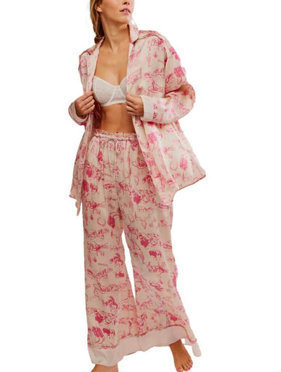 Free People Dreamy Days Pajama Set in Tea Combo