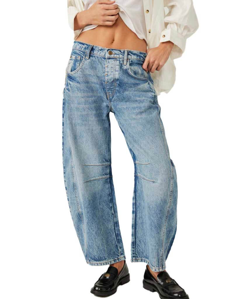 NWT Free people jeans Maryel buy Mid Rise Boyfriend Jeans Blue 31