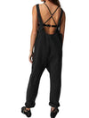 Free People High Roller Jumpsuit in Mineral Black