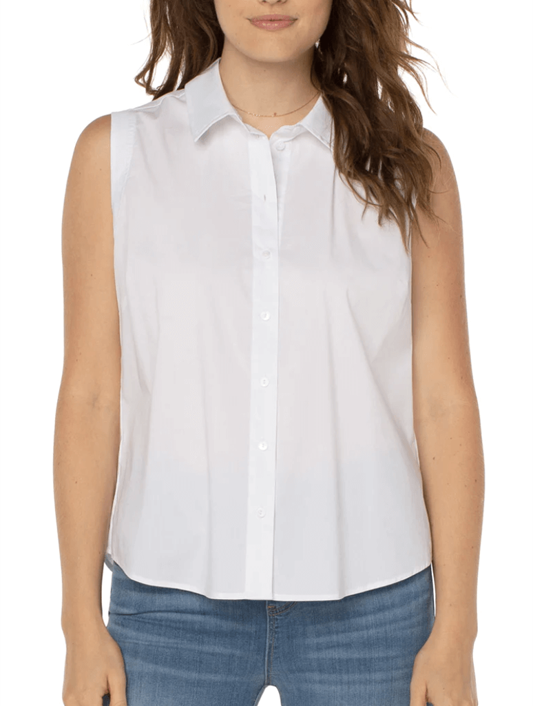 Sleeveless white button 2024 down