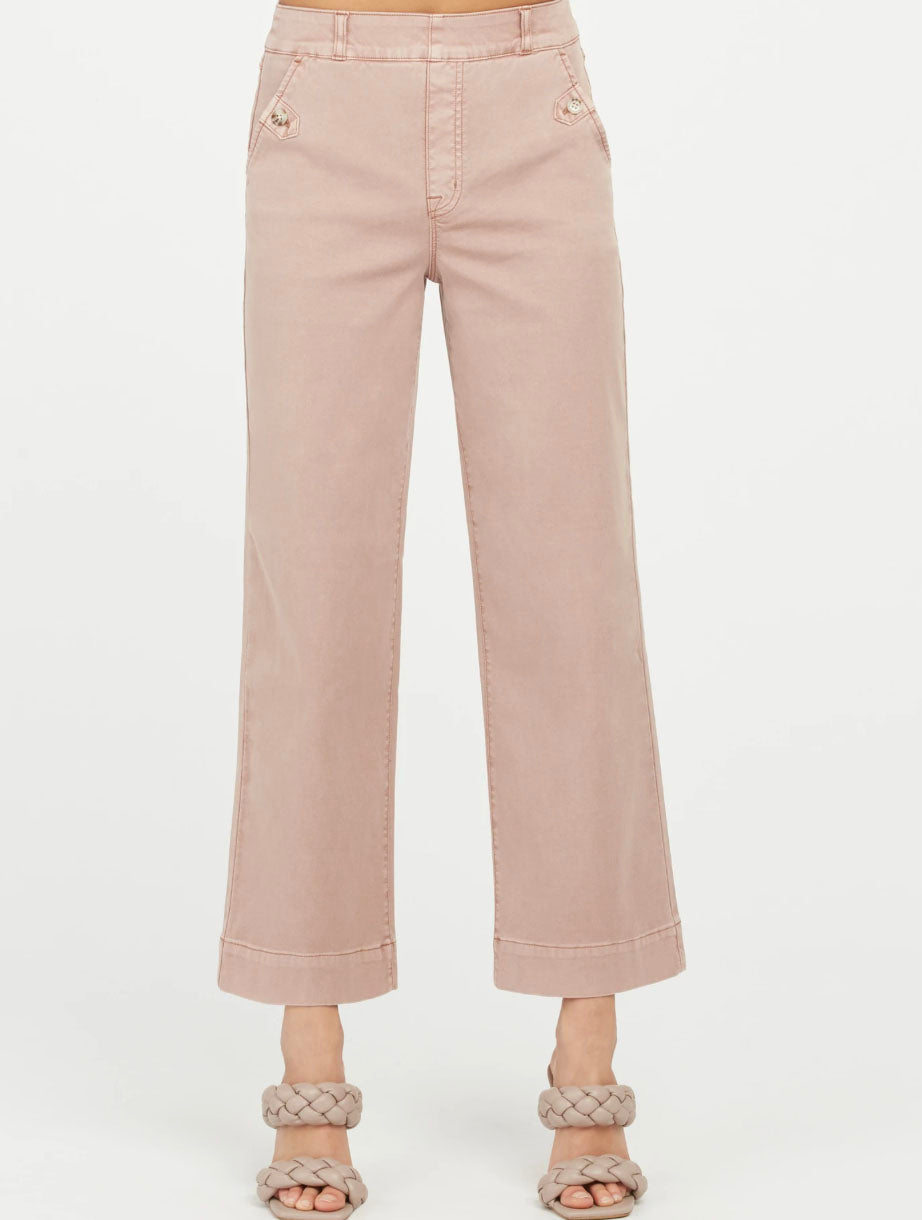 Spanx Stretch Twill Cropped Wide Leg Pant in Mauve