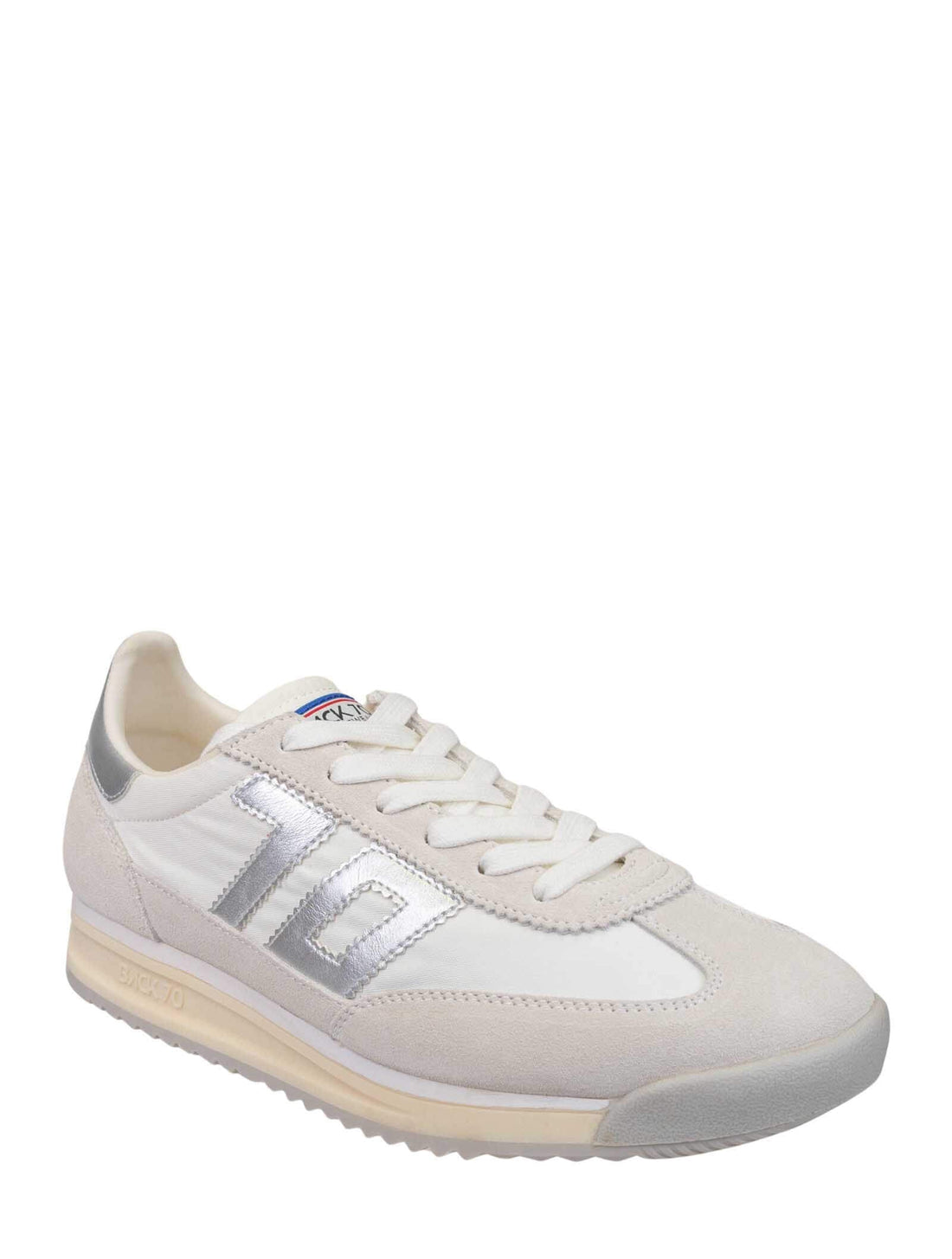 Back 70 Barkley Jogger women's casual lace up sneaker in metallic silver with retro streetwear style