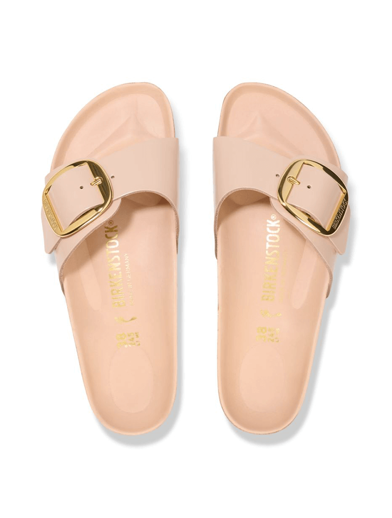Birkenstock Madrid Big Buckle Sandal in High Shine New Beige