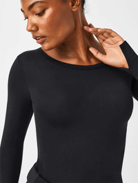 SPANX Streamlined Long Sleeve Top Black SM at  Women's Clothing  store: Blouses