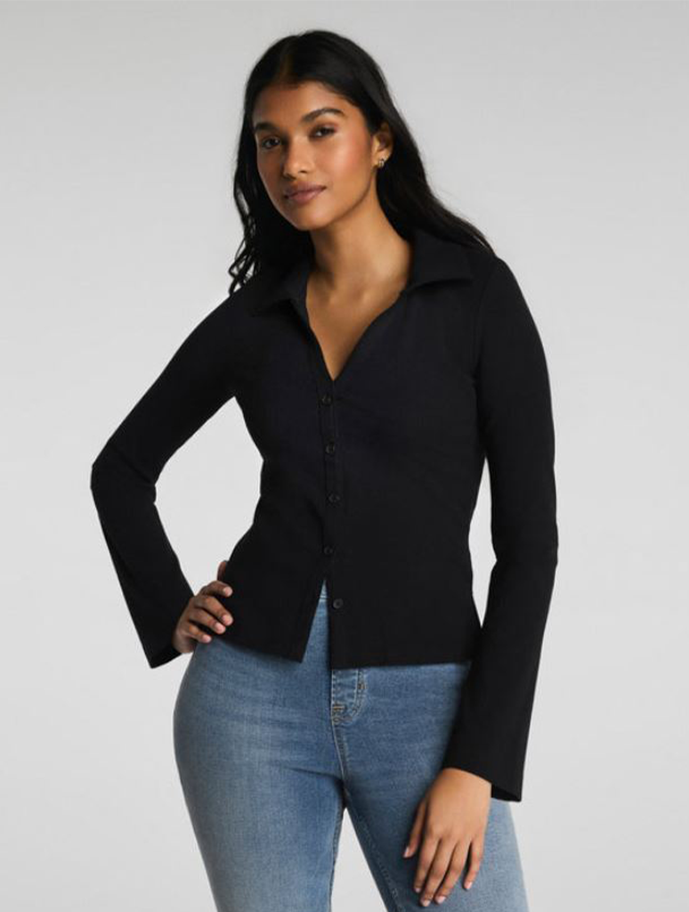 SPANX Ribbed Knit Button Down