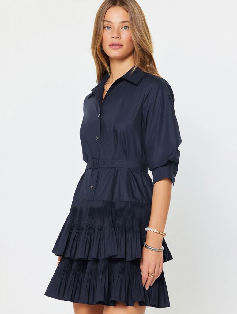 Tiered Button Down Shirt Mini Dress