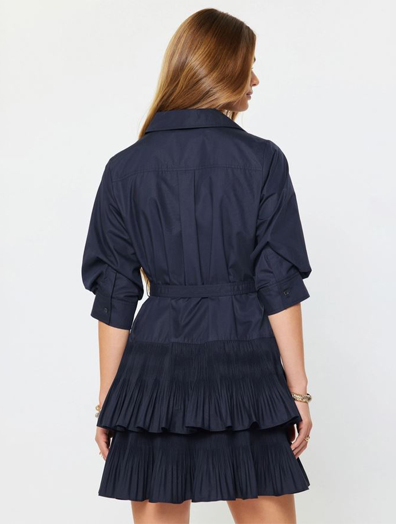 Tiered Button Down Shirt Mini Dress