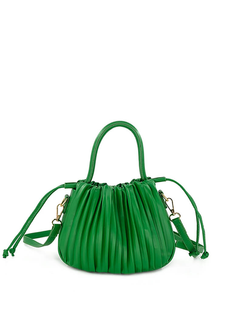 Drawstring Bucket Bag in Green