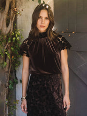Velvet and Lace Short Sleeve Top