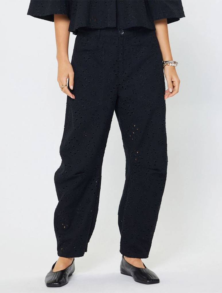 Eyelet Cropped Barrel Pants