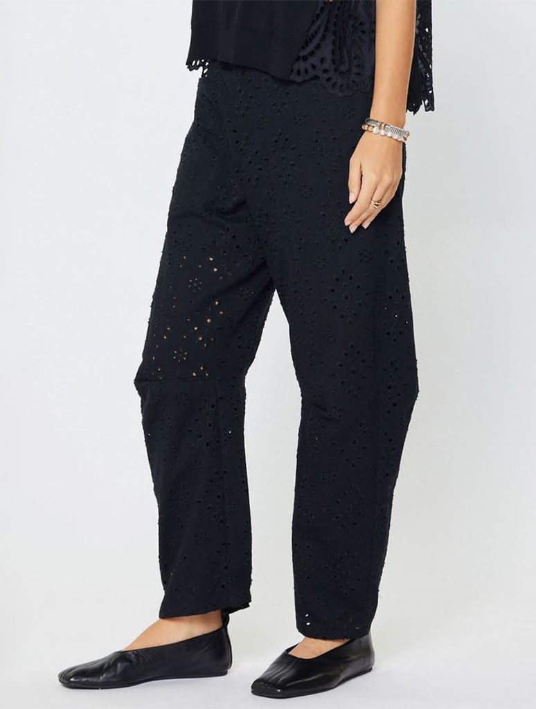 Eyelet Cropped Barrel Pants