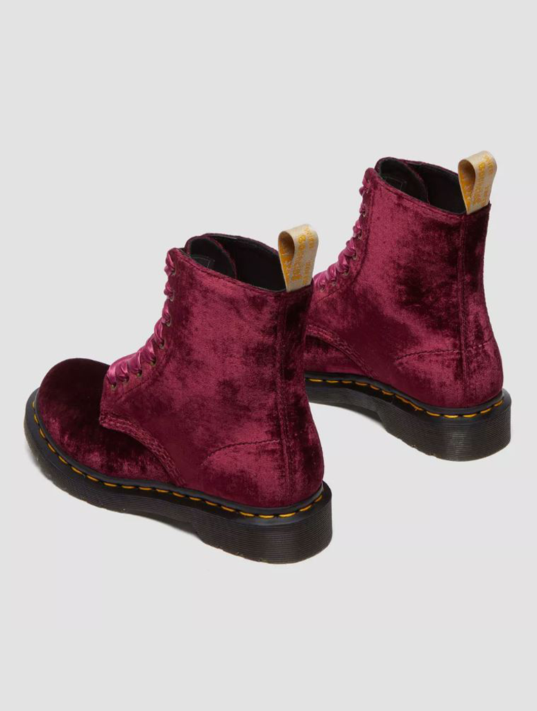 Dr. Martens Vegan 1460 Velvet Boots 7 Cherry Red
