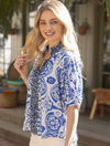 Floral Printed Smocked Collar Top
