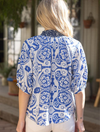 Floral Printed Smocked Collar Top