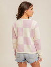 Checker Print Button Down Crop Cardigan