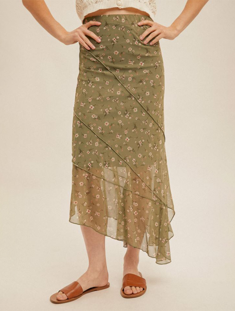Floral Ditsy Print Mesh Convertible Skirt/Dress