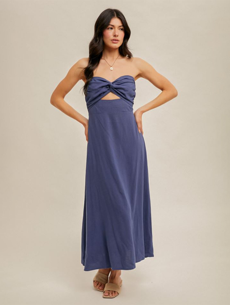 Twist Detailed Tube Fit and Flare Dress