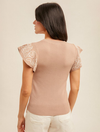 Embroidered Ruffle Sleeve Sweater