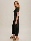 Square Neck Knit Jumpsuit with Pockets