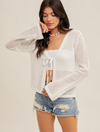 Front Tie Crochet Sweater Knit Cardigan