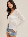 Front Tie Crochet Sweater Knit Cardigan