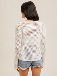 Front Tie Crochet Sweater Knit Cardigan