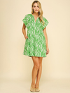 Printed V-Neck Mini Dress
