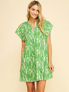 Printed V-Neck Mini Dress