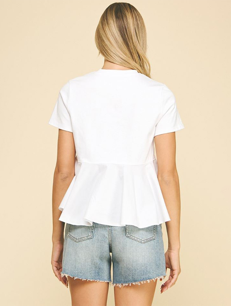 Contrast Shirring Blouse Top