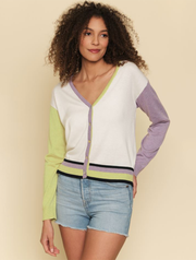 Color Blocked Button Down Cardigan