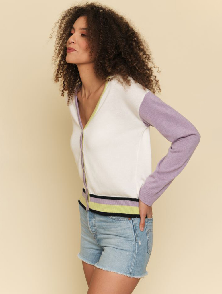 Color Blocked Button Down Cardigan